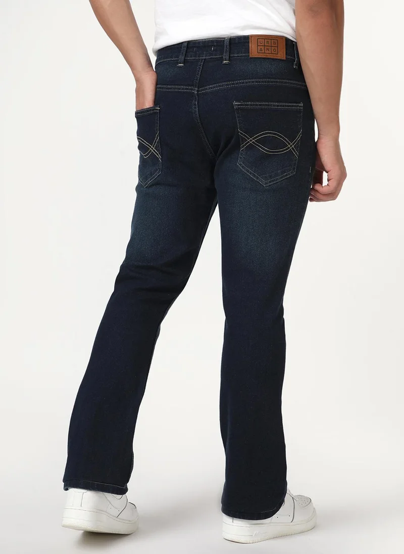 Urbano Fashion  Urbano Fashion Men's Dark Blue Bootcut Fit Mid Rise Heavy Washed Jeans Stretchable for Men | Best Price UAE